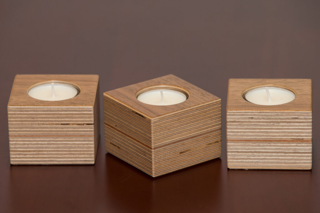 Küünlajalg vineer + spoon ühele küünlale